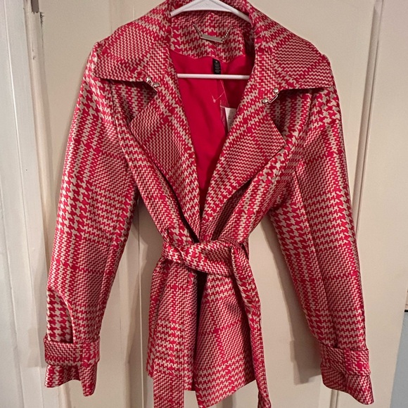 NWT WHBM Red Houndstooth Jacket Tie Belt - Picture 2 of 13